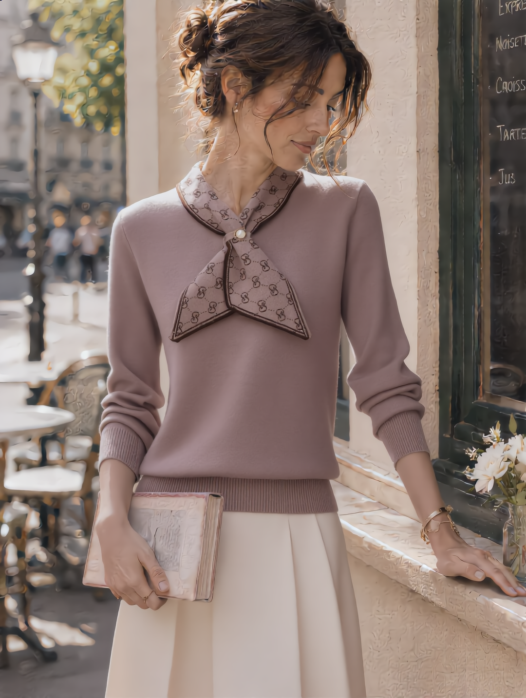 Isabella Casual Bow Knitted Pullover Sweater