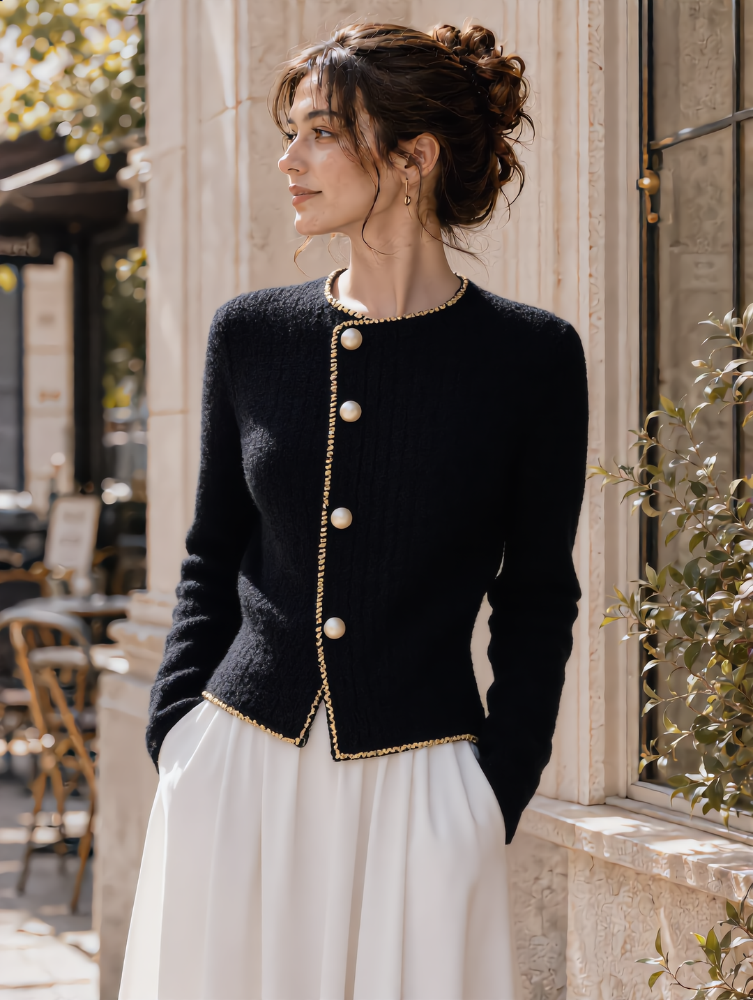 Ella Daily Crew Neck Irregular Solid Color Knitted Cardigan