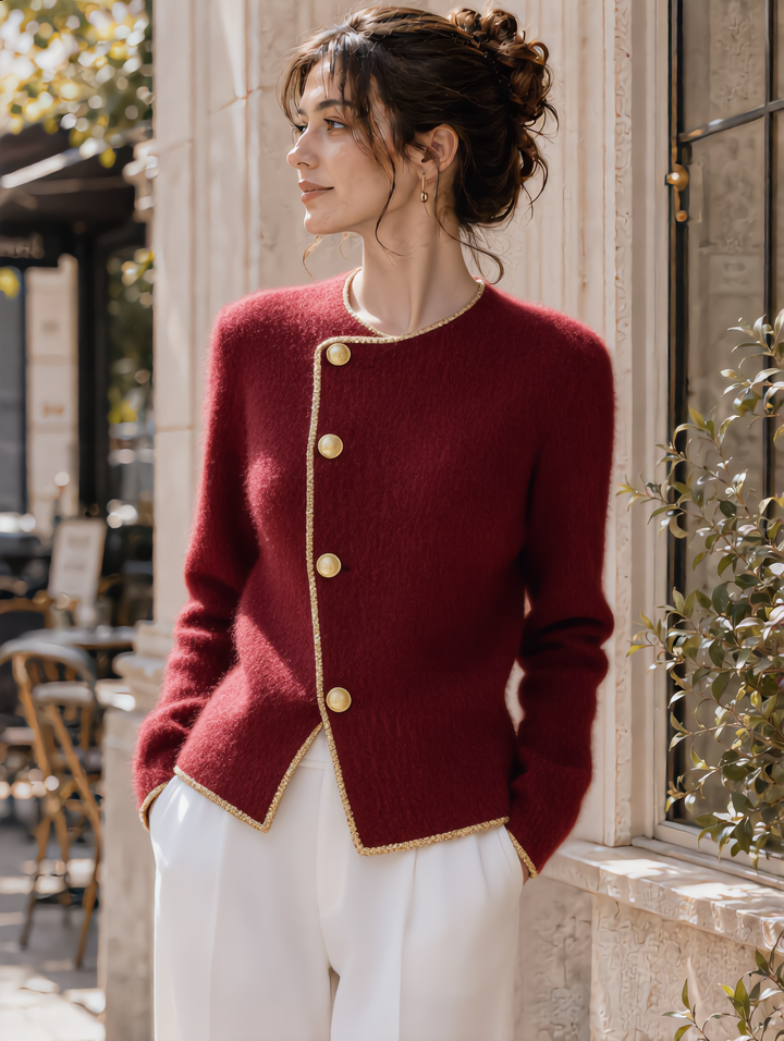 Ella Daily Crew Neck Irregular Solid Color Knitted Cardigan