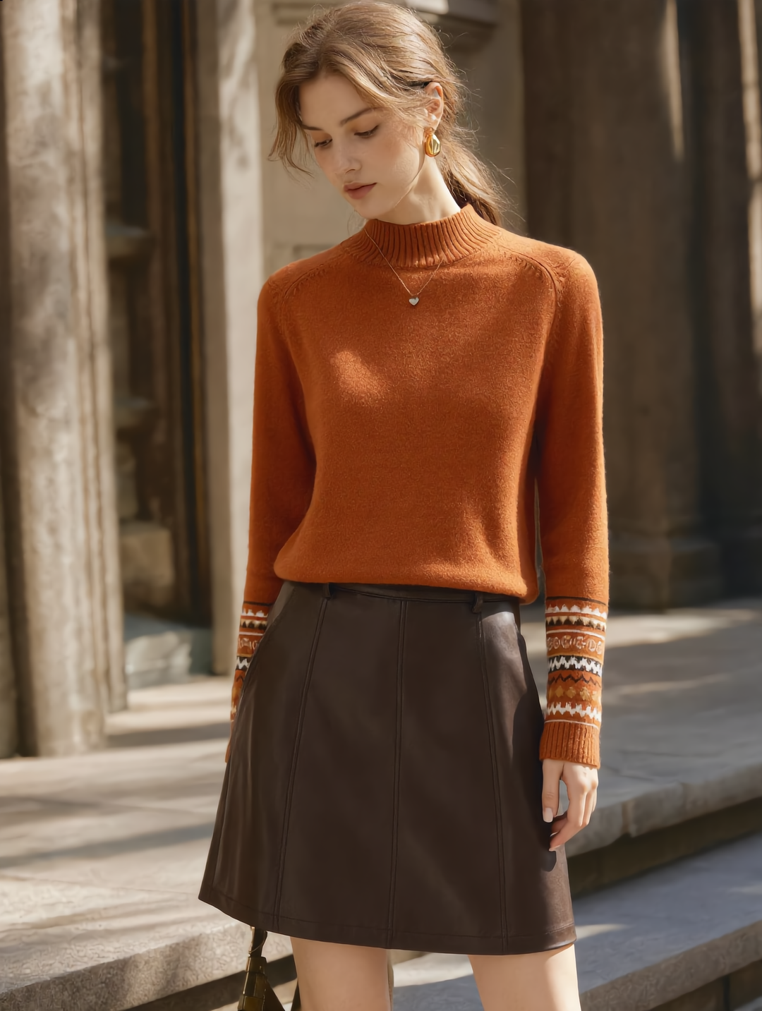 Lillian Classic Turtleneck Jacquard Knitted Sweater