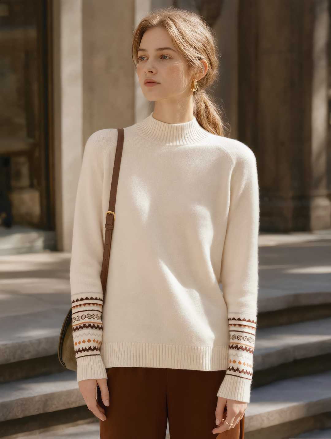 Lillian Classic Turtleneck Jacquard Knitted Sweater