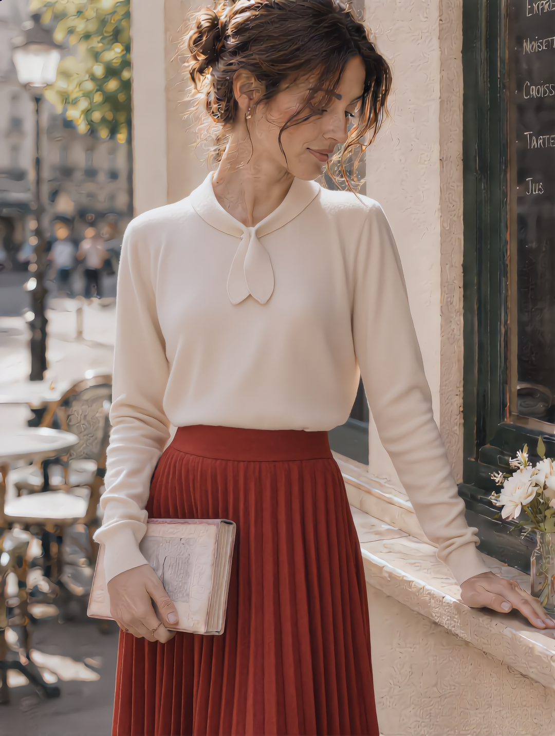 Adorable Vintage Rabbit Collar Knit Red Top