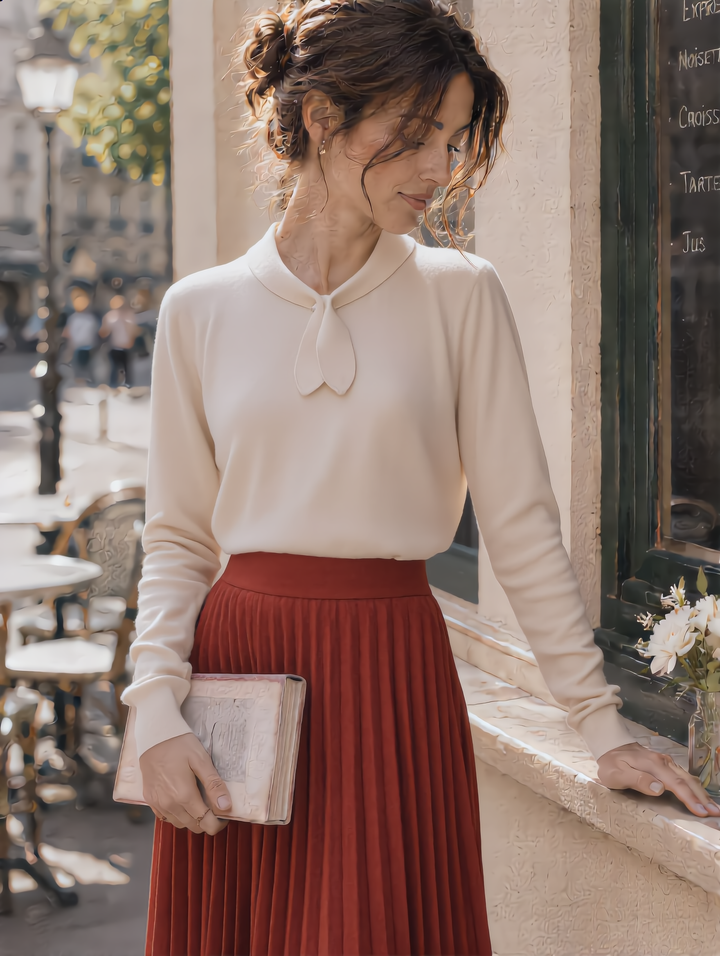 Adorable Vintage Rabbit Collar Knit Red Top