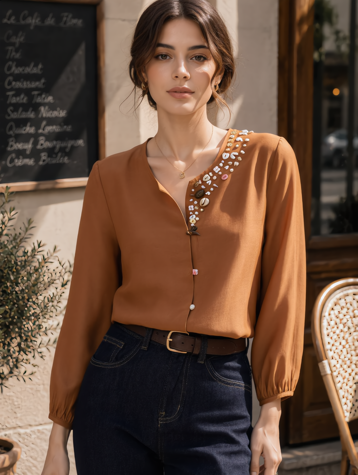 Zoey Loose V-Neck Solid Color Shell Button Cardigan