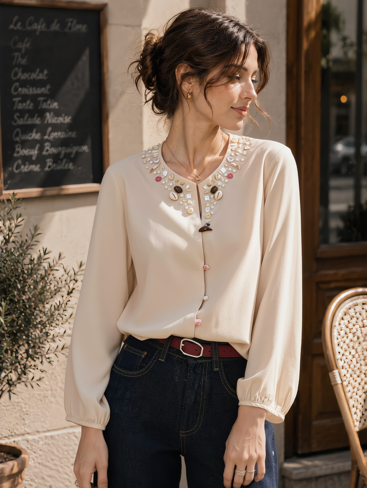Zoey Loose V-Neck Solid Color Shell Button Cardigan