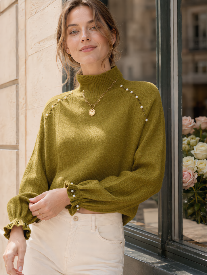 Sophia Retro Loose Pullover Beaded Sweater