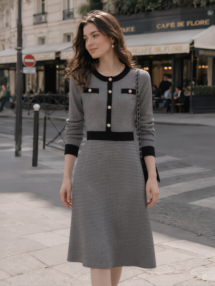 Sarah Elegant Style Round Neck Knitted Dress