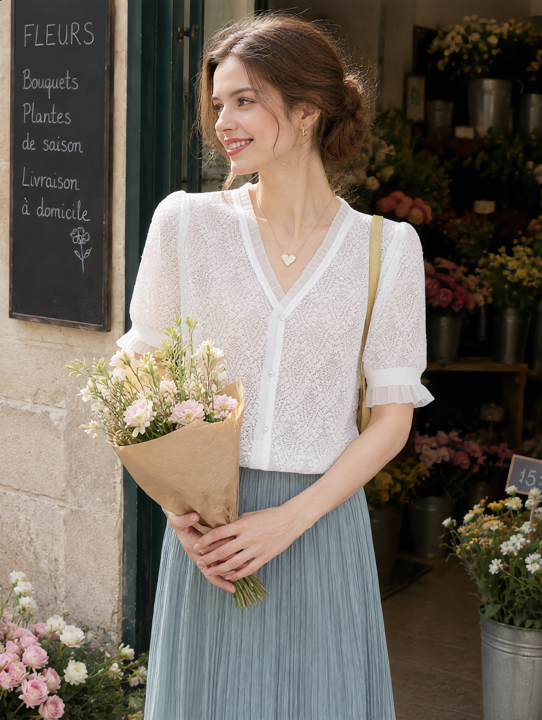 Kayla Elegant V-neck Auricular Knitted Sweater