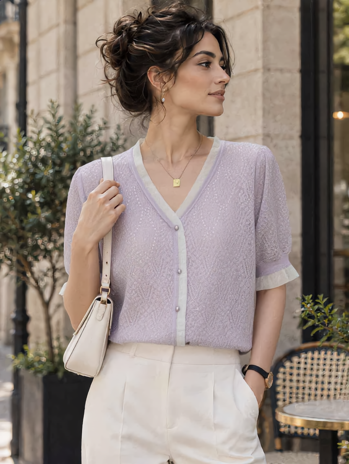 Kayla Elegant V-neck Auricular Knitted Sweater