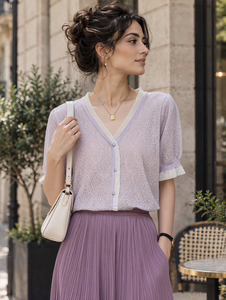 Kayla Elegant V-neck Auricular Knitted Sweater