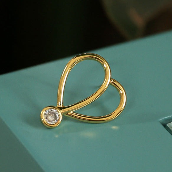 Hollow-out Hearted Zircon Earrings
