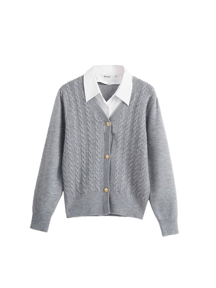 Sophia V-neck Loose Twist Knitted Cardigan