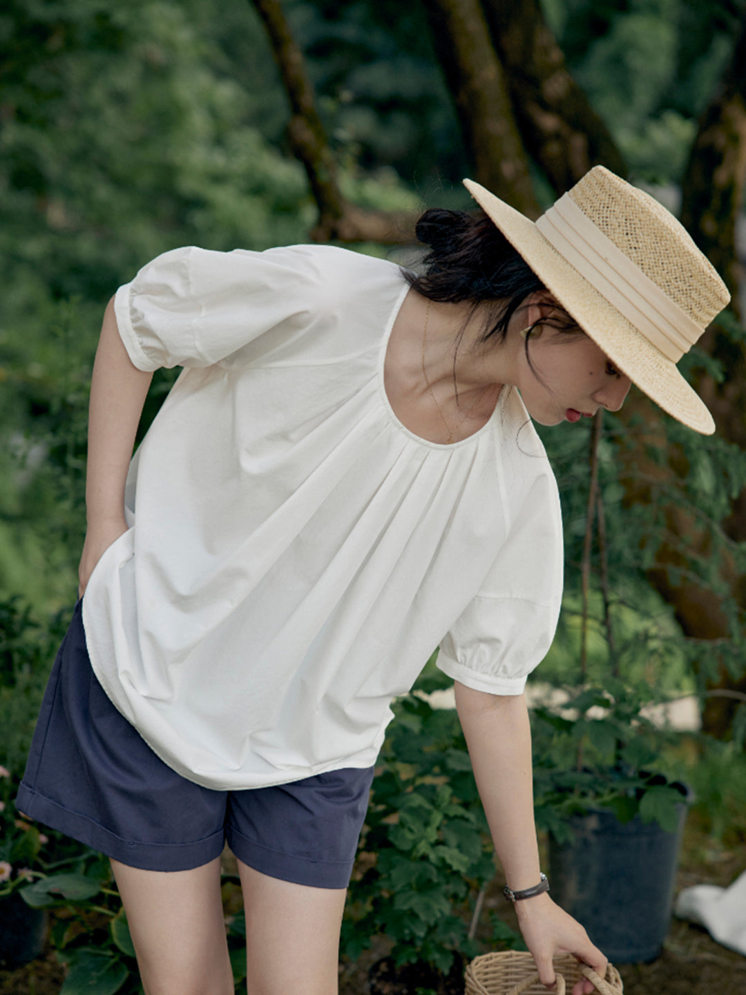 Maggie Casual Crew Neck Cotton Shirt