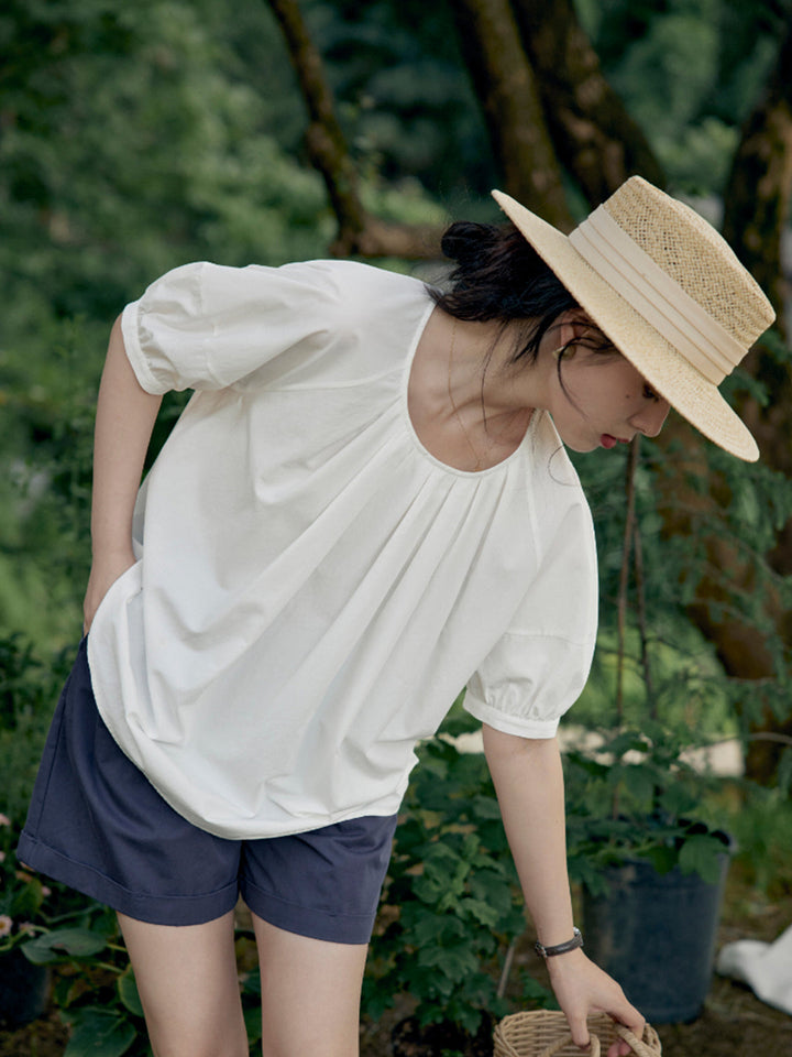 Maggie Casual Crew Neck Cotton Shirt
