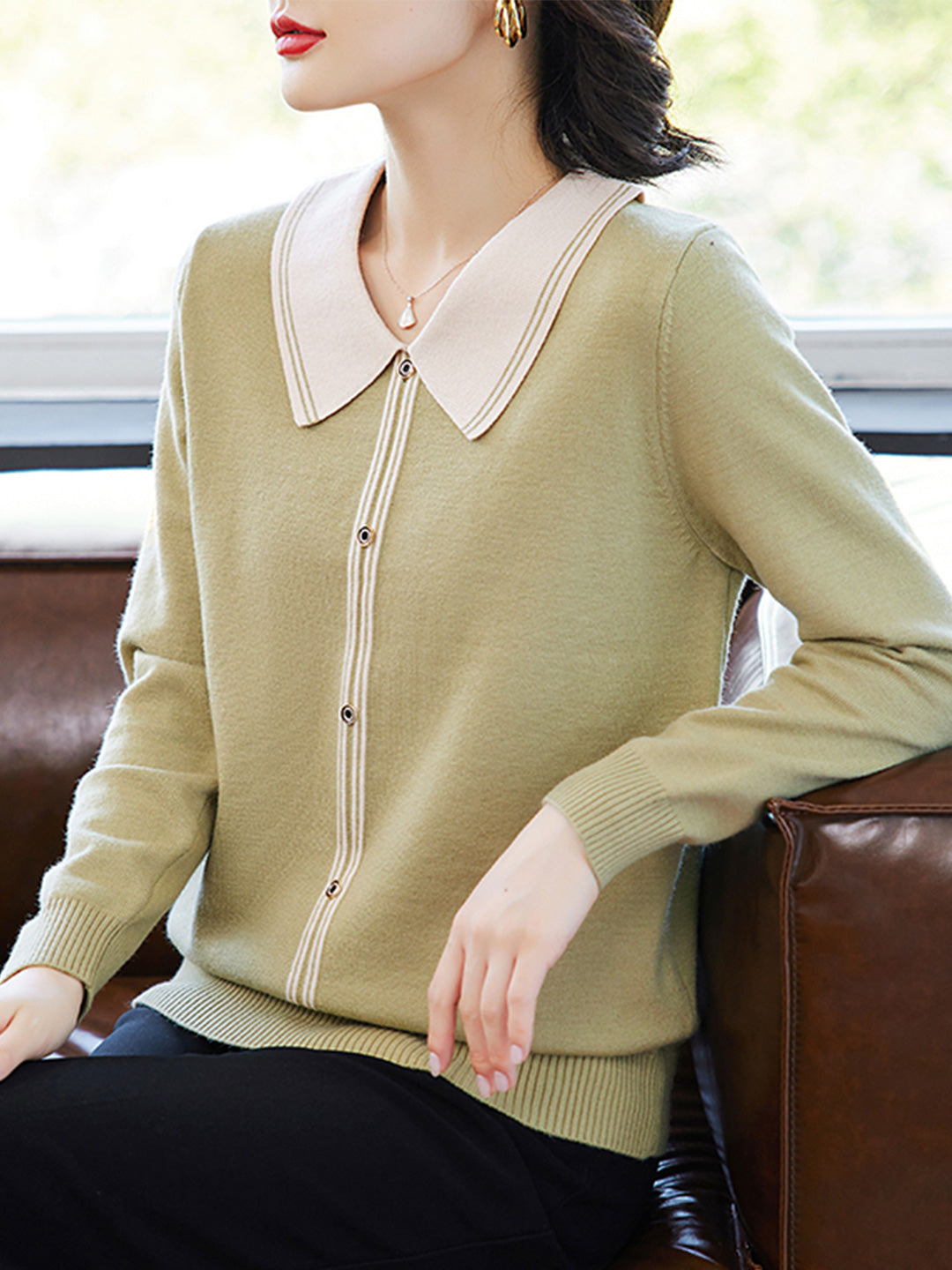 Elsa Vintage Style Doll Collar knitted Sweater