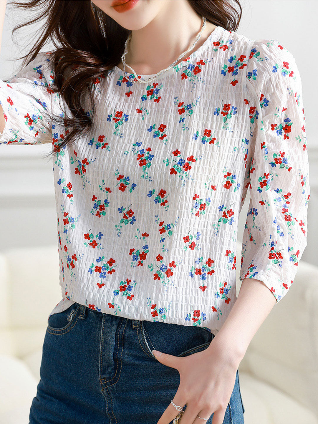 Sophie Classic Crew Neck Floral Top