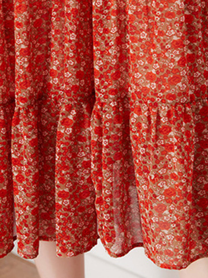 Alexis Vintage Ruffle Floral Chiffon Dress