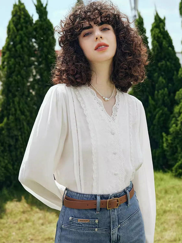 Lauren Classic Puff Sleeve Paneled Shirt