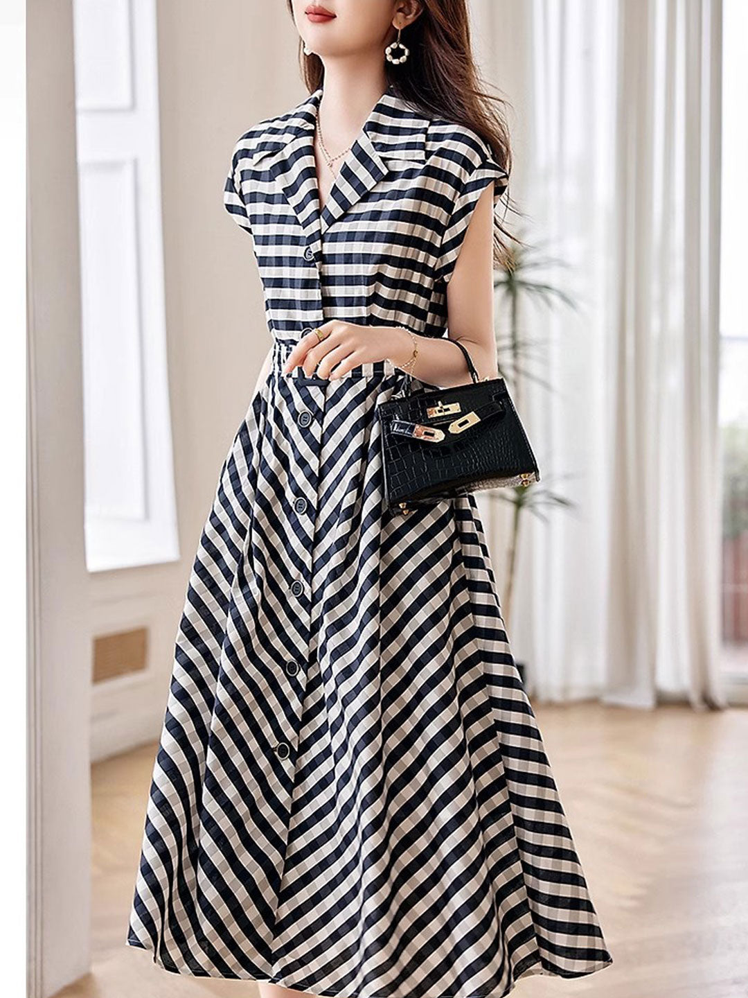 Alexis Elegant V-neck Textured Dress