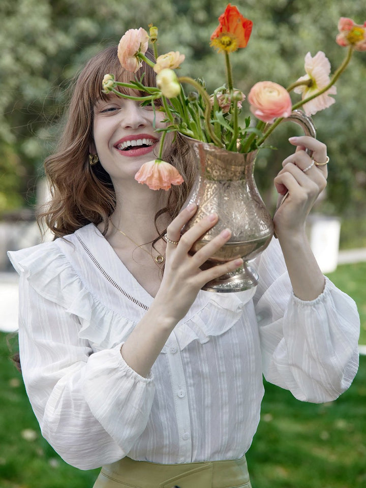 Delicate Lace V-Neck Blouse
