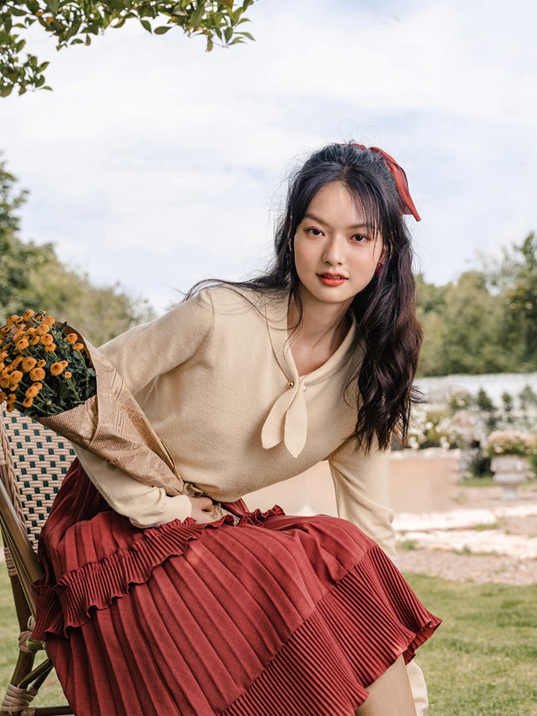 Adorable Vintage Rabbit Collar Knitted Top