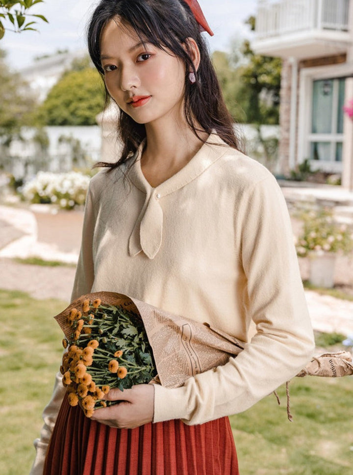 Adorable Vintage Rabbit Collar Knitted Top