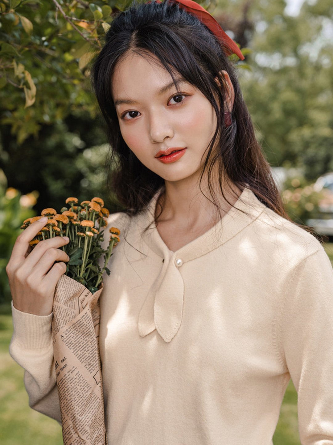 Adorable Vintage Rabbit Collar Knitted Top