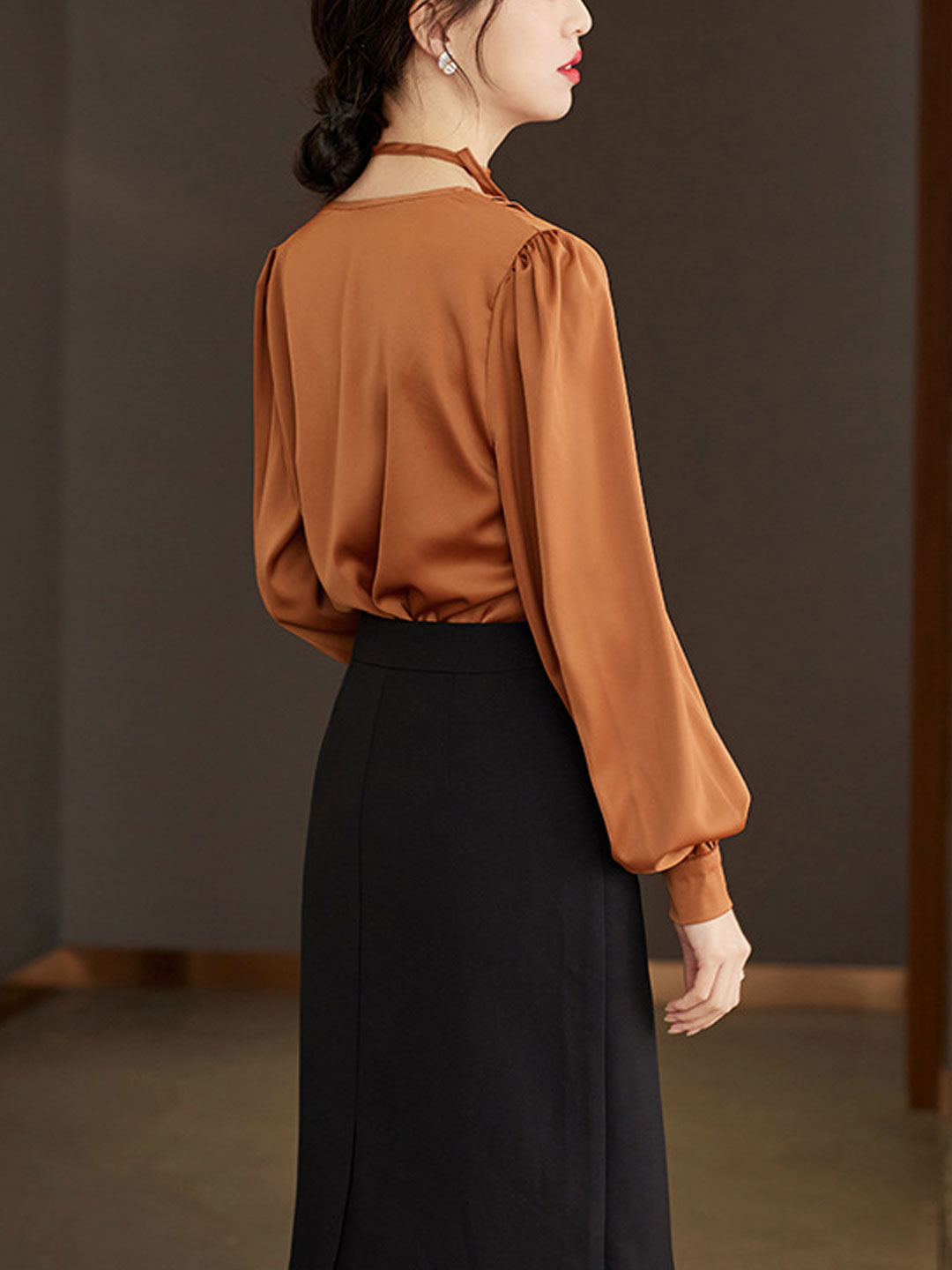 Faith Loose Pleated Tie Shirt