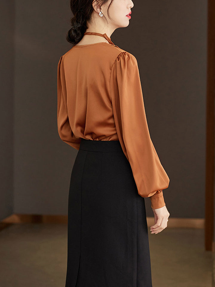 Faith Loose Pleated Tie Shirt