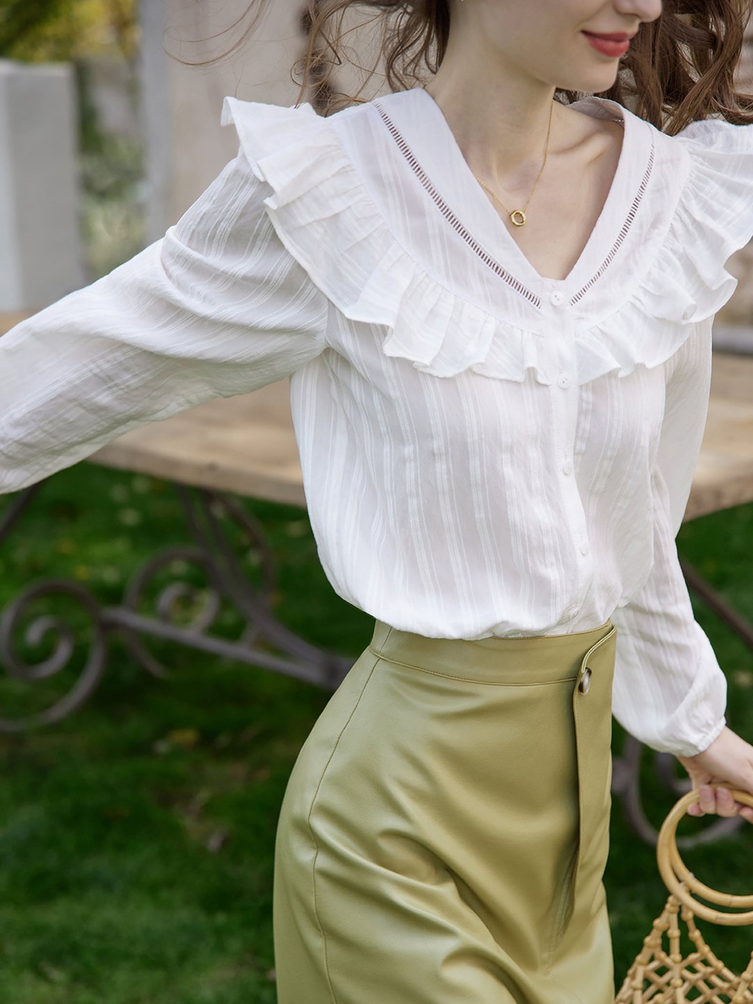 Delicate Lace V-Neck Blouse