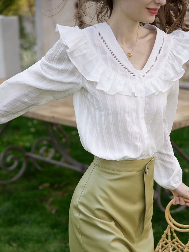 Delicate Lace V-Neck Blouse