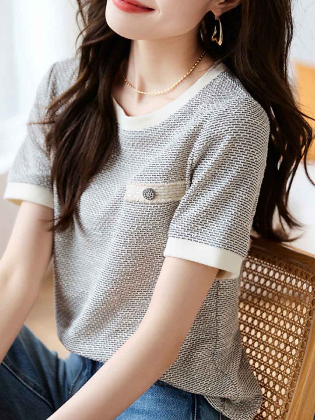 Sophie Casual Crew Neck Textured Top