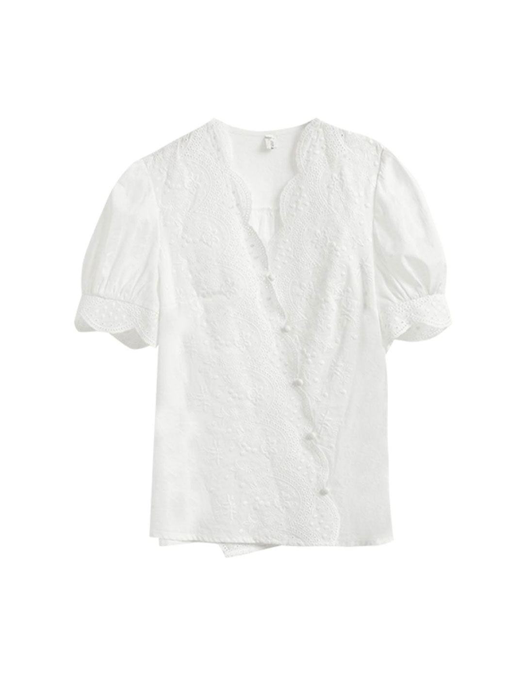 Eva Retro V-neck Embroidered Chiffon Shirt
