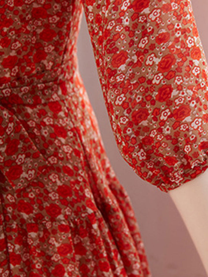 Alexis Vintage Ruffle Floral Chiffon Dress