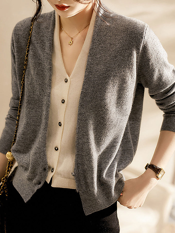 Kylie Casual Loose Color Block Knitted Top-Gray
