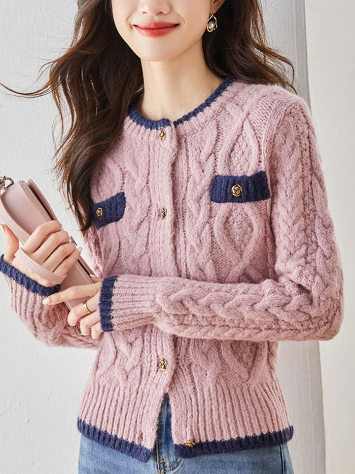 Emma Classic Thickened Knitted Cardigan Sweater-White