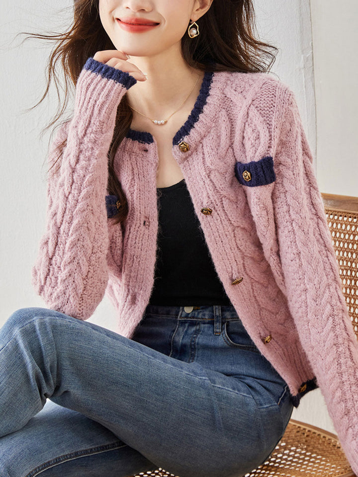 Emma Classic Thickened Knitted Cardigan Sweater-White