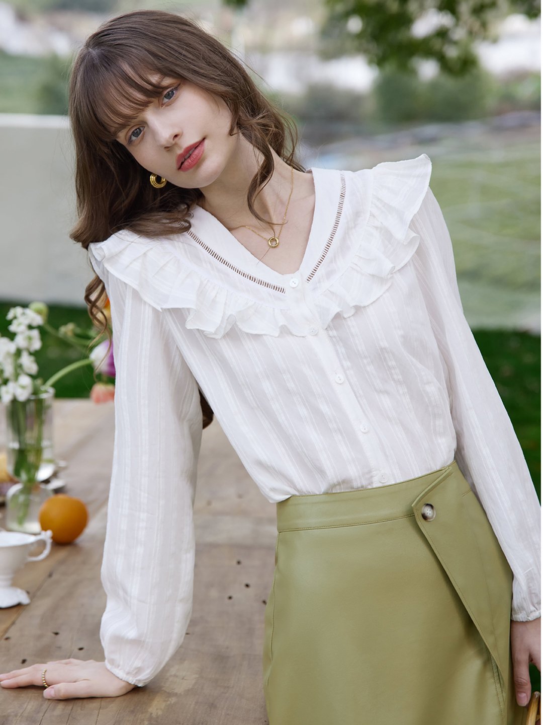 Delicate Lace V-Neck Blouse