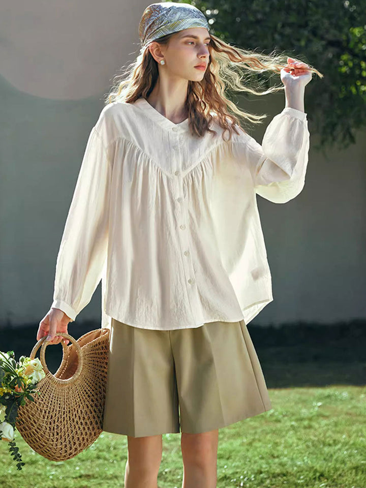 Kayla Loose Crew Neck Long Sleeve Blouse