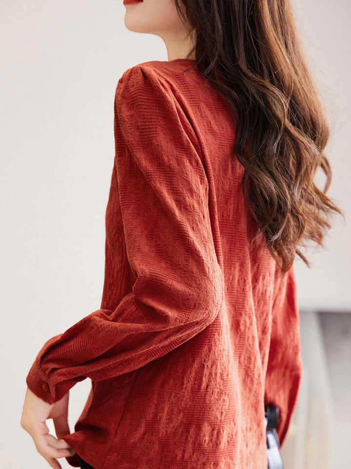 Brianna Retro V-neck Lace Collar shirt