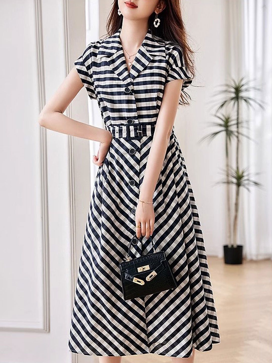 Alexis Elegant V-neck Textured Dress
