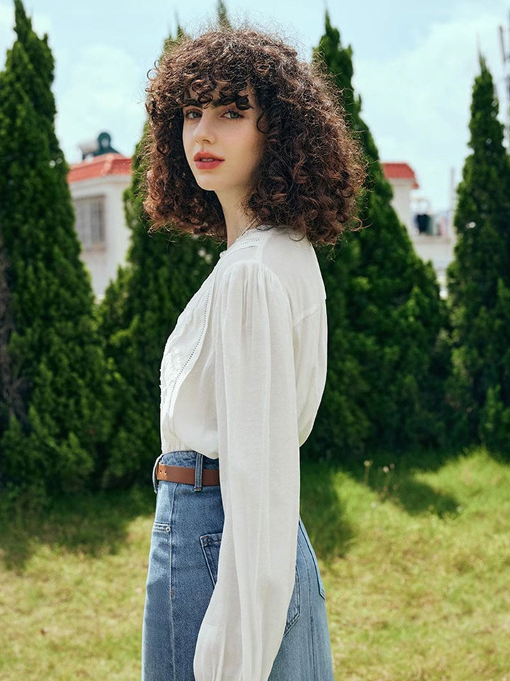 Lauren Classic Puff Sleeve Paneled Shirt