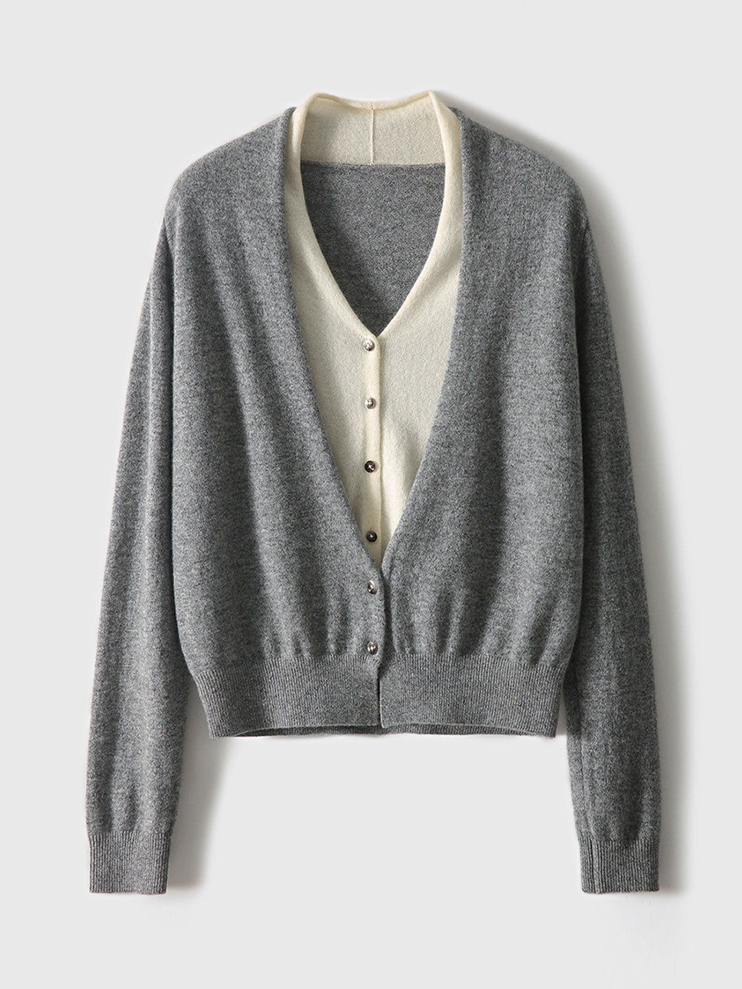 Kylie Casual Loose Color Block Knitted Top-Gray