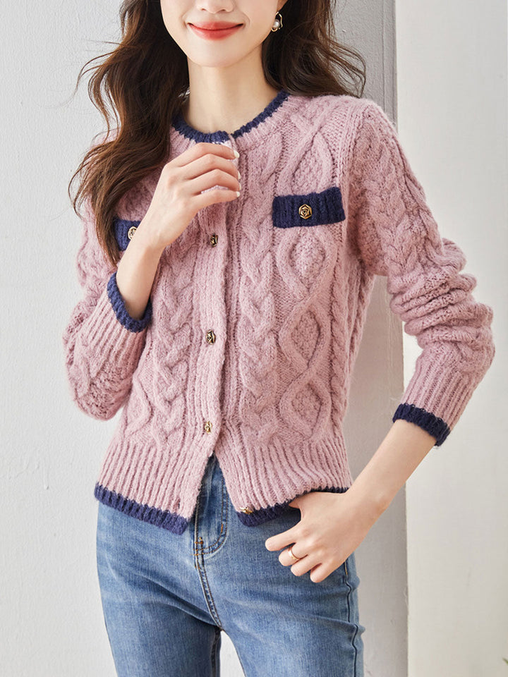 Emma Classic Thickened Knitted Cardigan Sweater-White