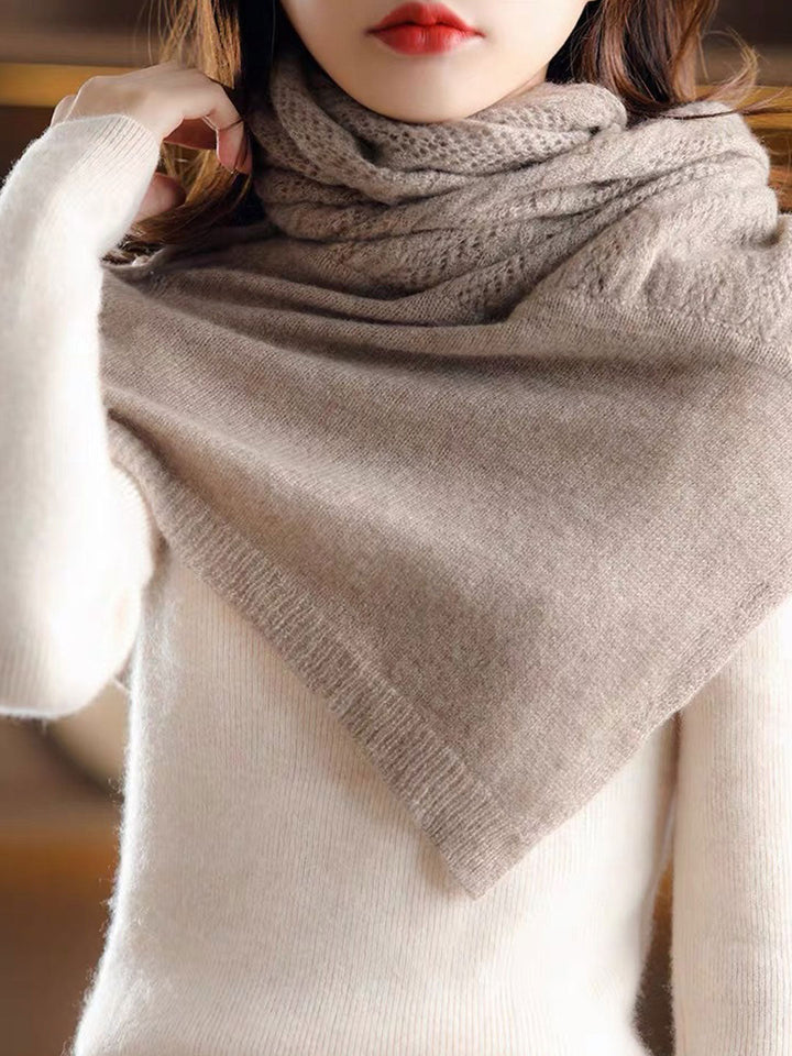 Taylor Hollowed Knitted Scarf Cape Sweater-Khaki