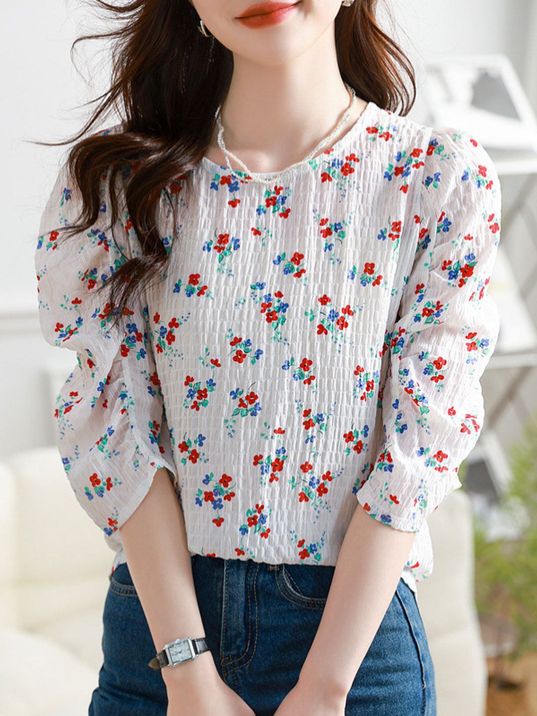 Sophie Classic Crew Neck Floral Top