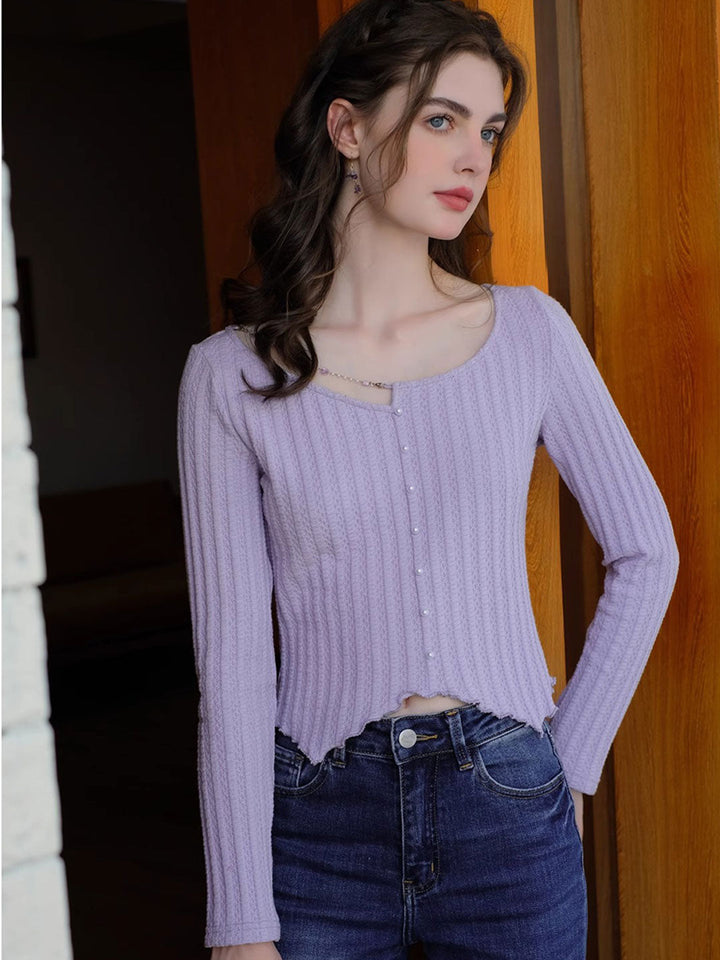 Sophia Retro V-Neck Chain Knitted Top