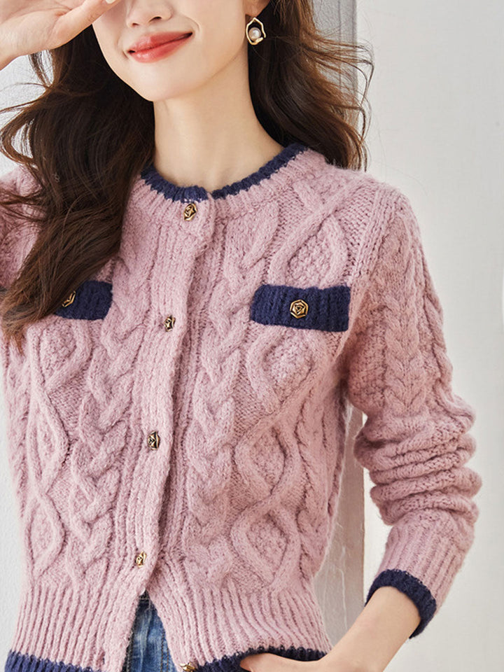 Emma Classic Thickened Knitted Cardigan Sweater-White