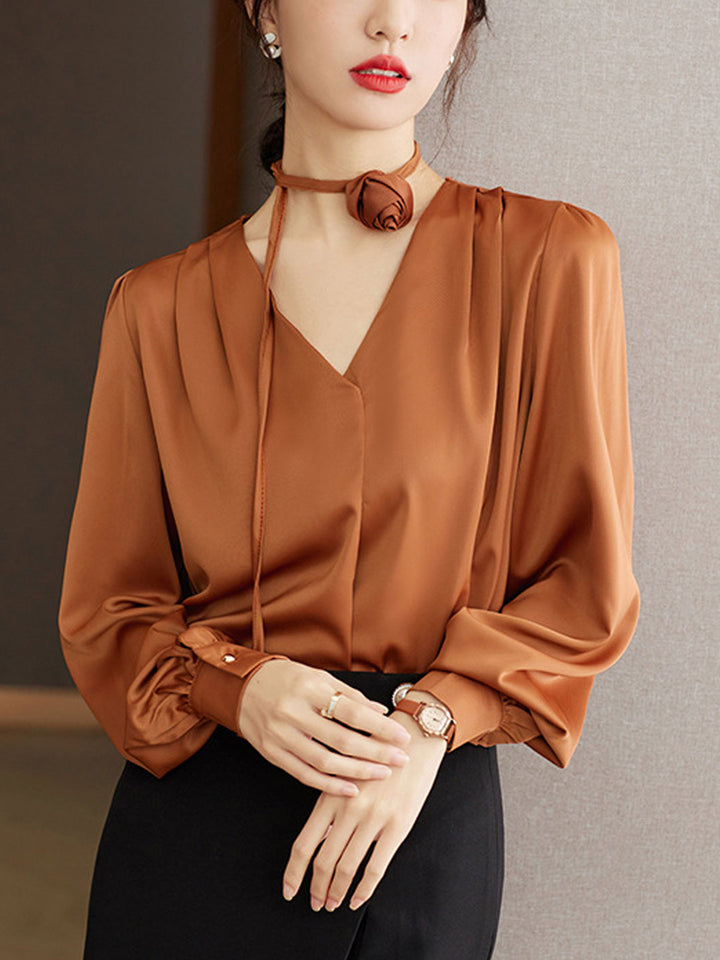 Faith Loose Pleated Tie Shirt