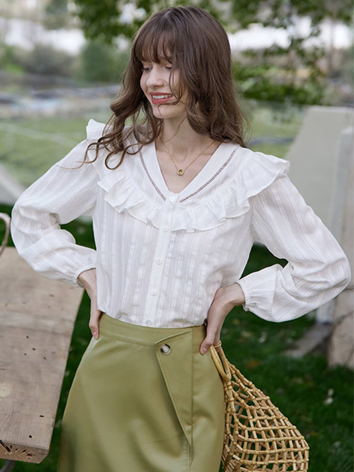Delicate Lace V-Neck Blouse